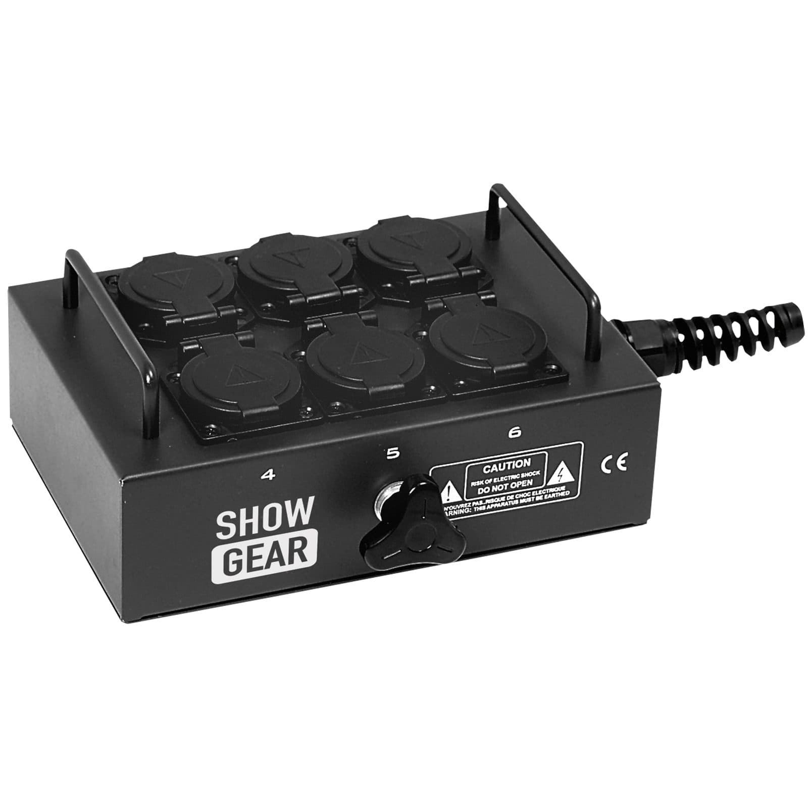 6 Schuko's + cable + clamp - Showgear 50289