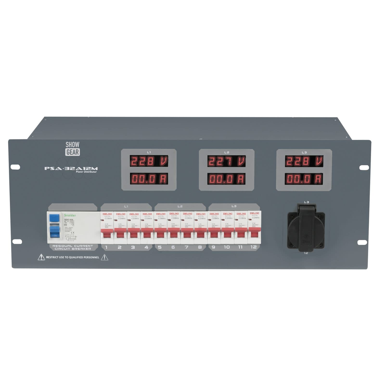 MCB 12 x distributor - Schuko + Multipin - Showgear 50665