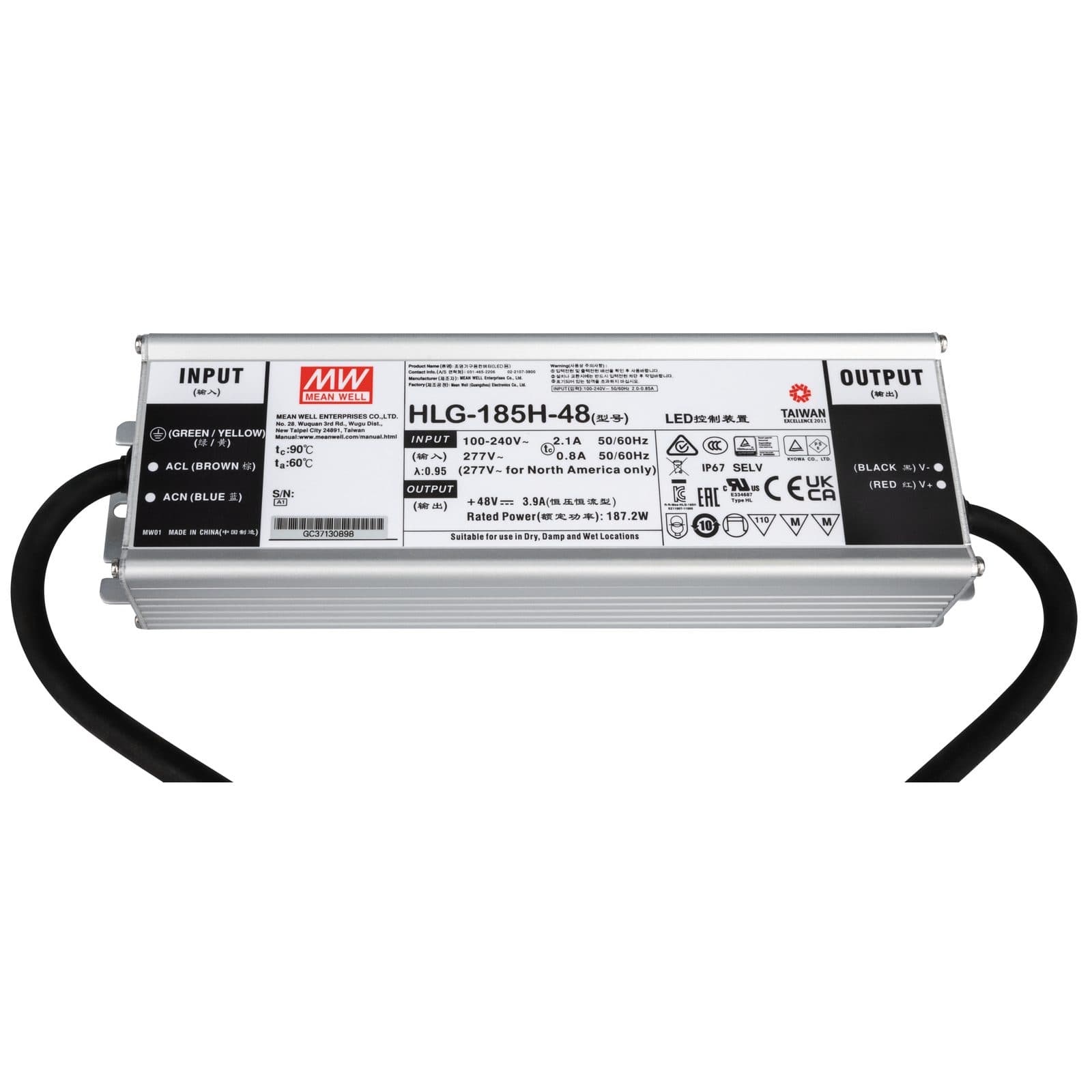 LED power supply - 48 V DC - 185 W - Meanwell A 9900388