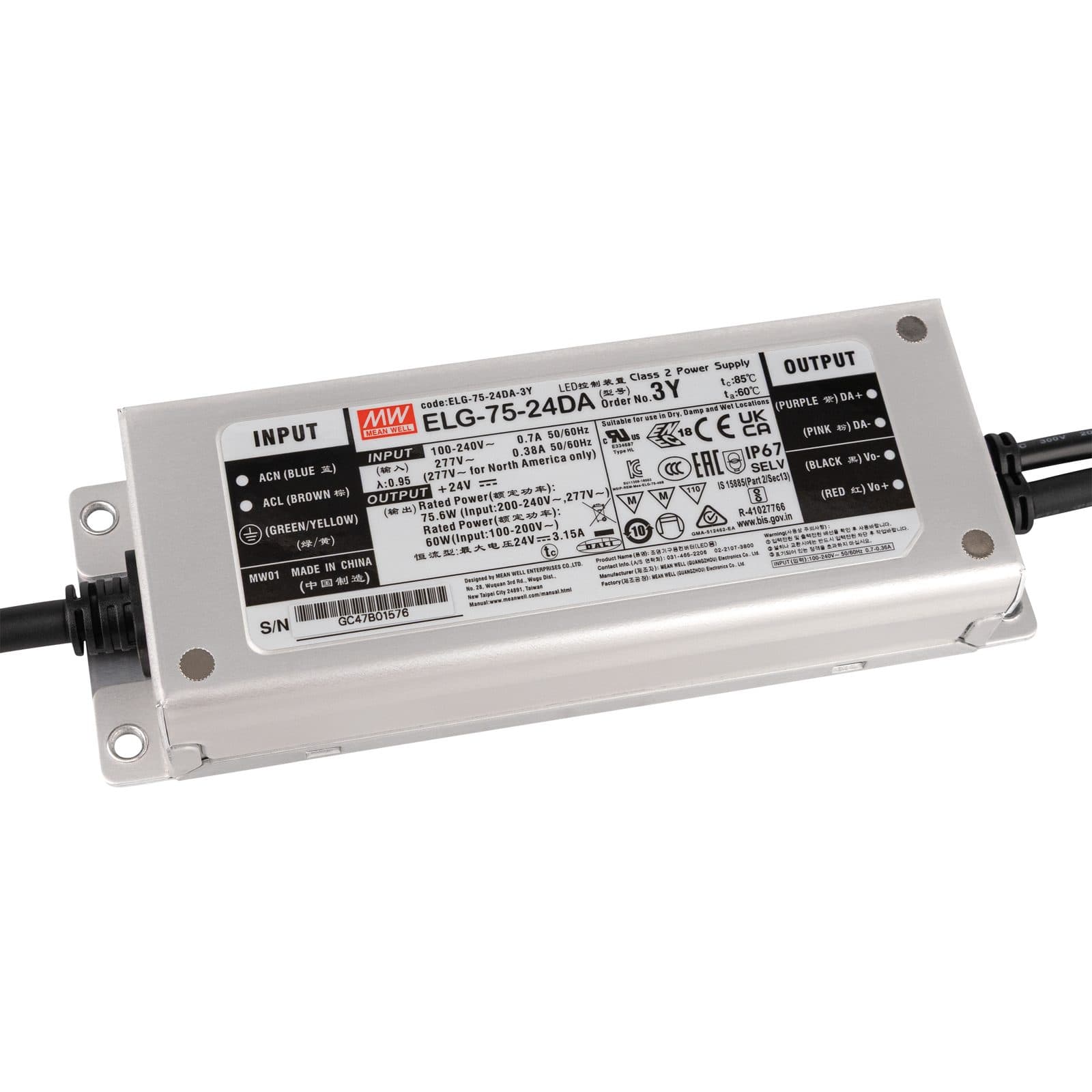 Power Supply LED - 75 W 24 V DC - Meanwell A 9900681