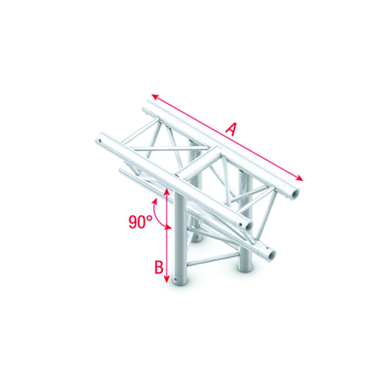 Triangle P Truss - T-Cross vertical 3 -way - apex down - 50 cm P (Milos Ø 29,8 mm compatible)